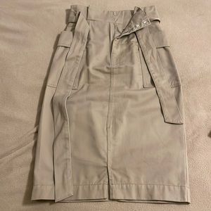 Khaki Bag Waist Midi Skirt